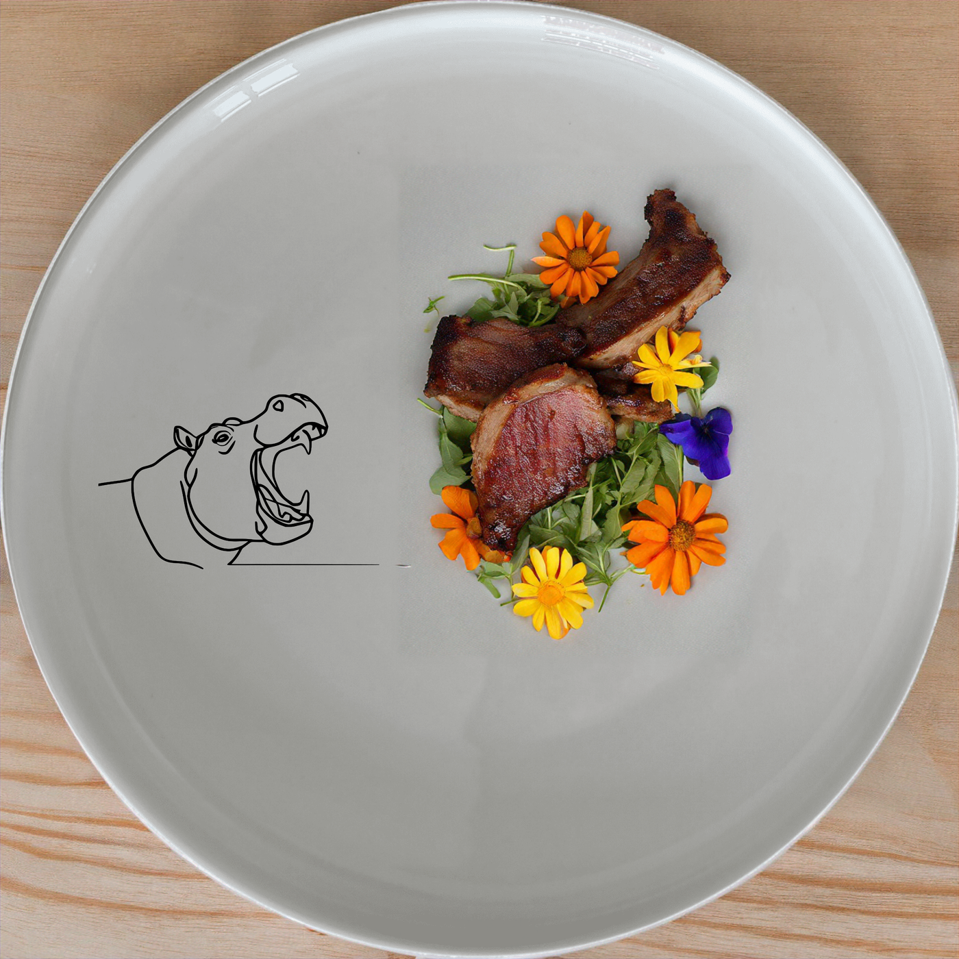 The Hippo Yawning Massive Jaw Open Dinner Set of 12 brings a bold and playful touch to your dining experience with its striking design.
