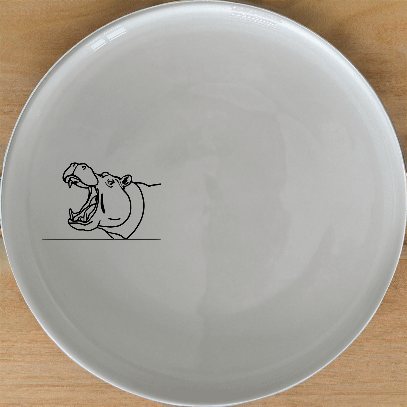 Hippo Yawning Massive Jaw Open Dinner Plate Set of 4 - Range 1 features bold, artistic designs perfect for modern dining. Crafted from premium ceramic, these plates are dishwasher and microwave safe.