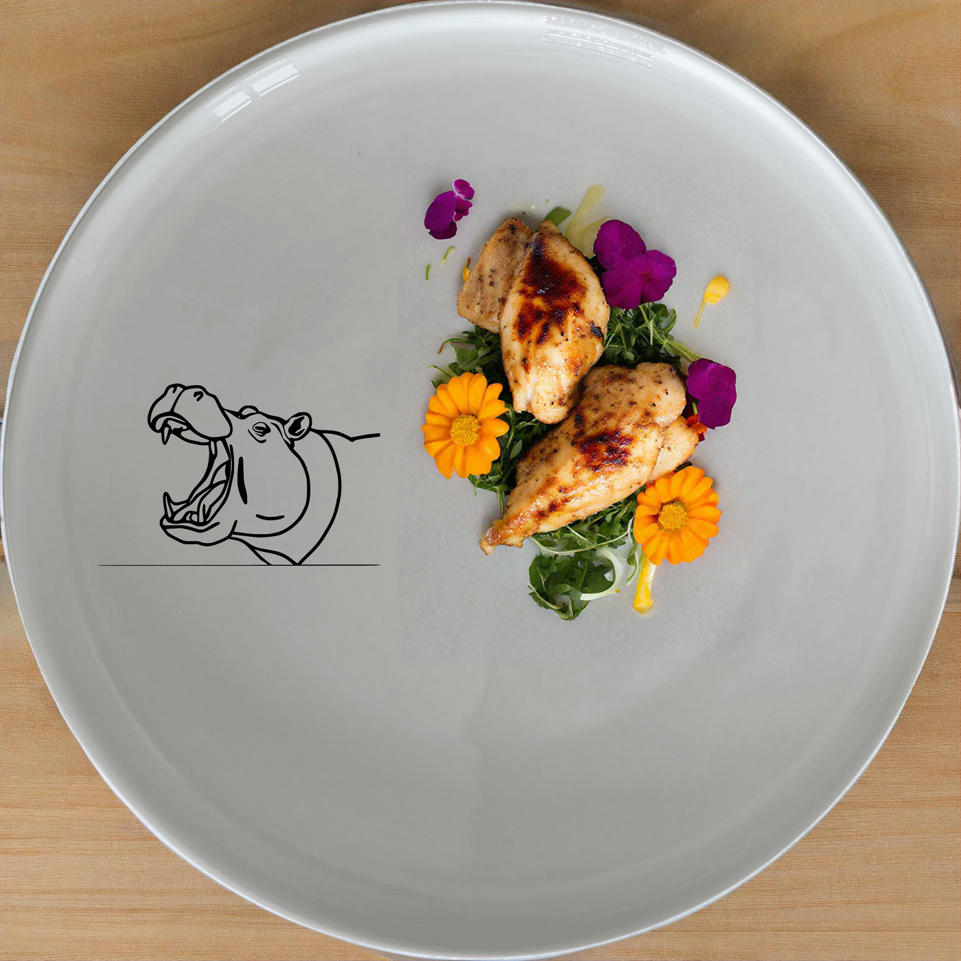 Hippo Yawning Massive Jaw Open Dinner Plate Set of 4 - Range 1 features bold, artistic designs perfect for modern dining. Crafted from premium ceramic, these plates are dishwasher and microwave safe.