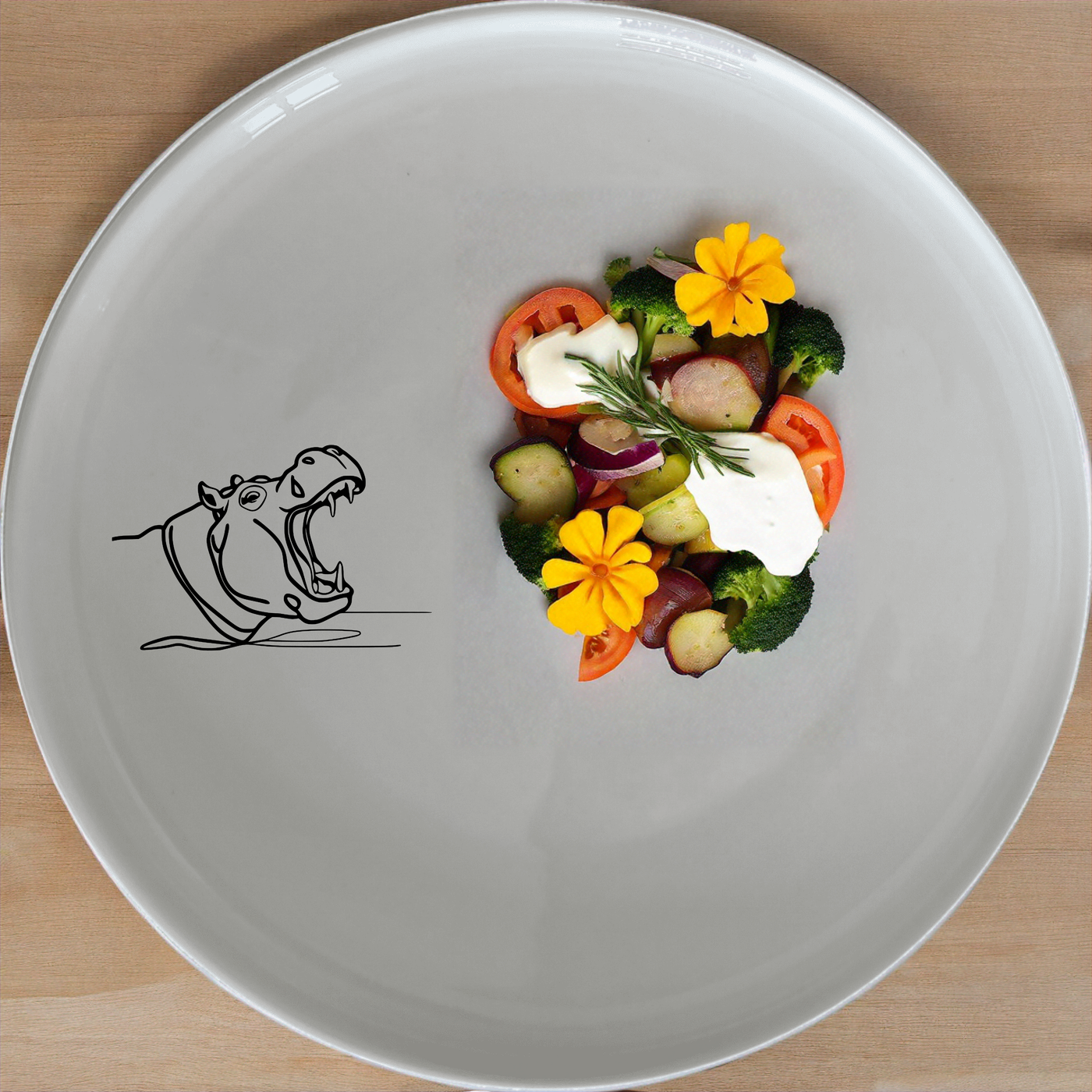 The Hippo Yawning Massive Jaw Open Dinner Plate Set of 4 adds a bold, playful touch to your dining table with its striking design.