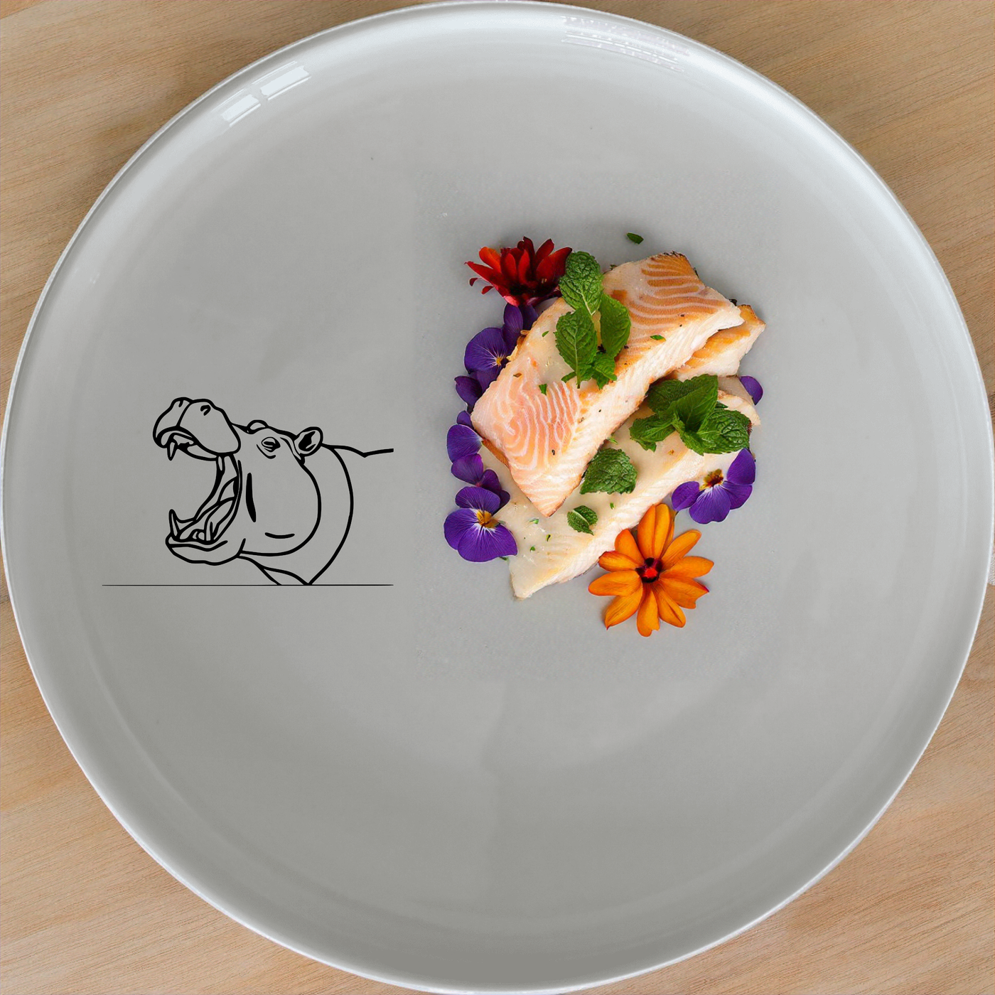 The Hippo Yawning Massive Jaw Side Plate Set of 4 - Range 1 adds a bold, artistic touch to your dining table with its striking design.