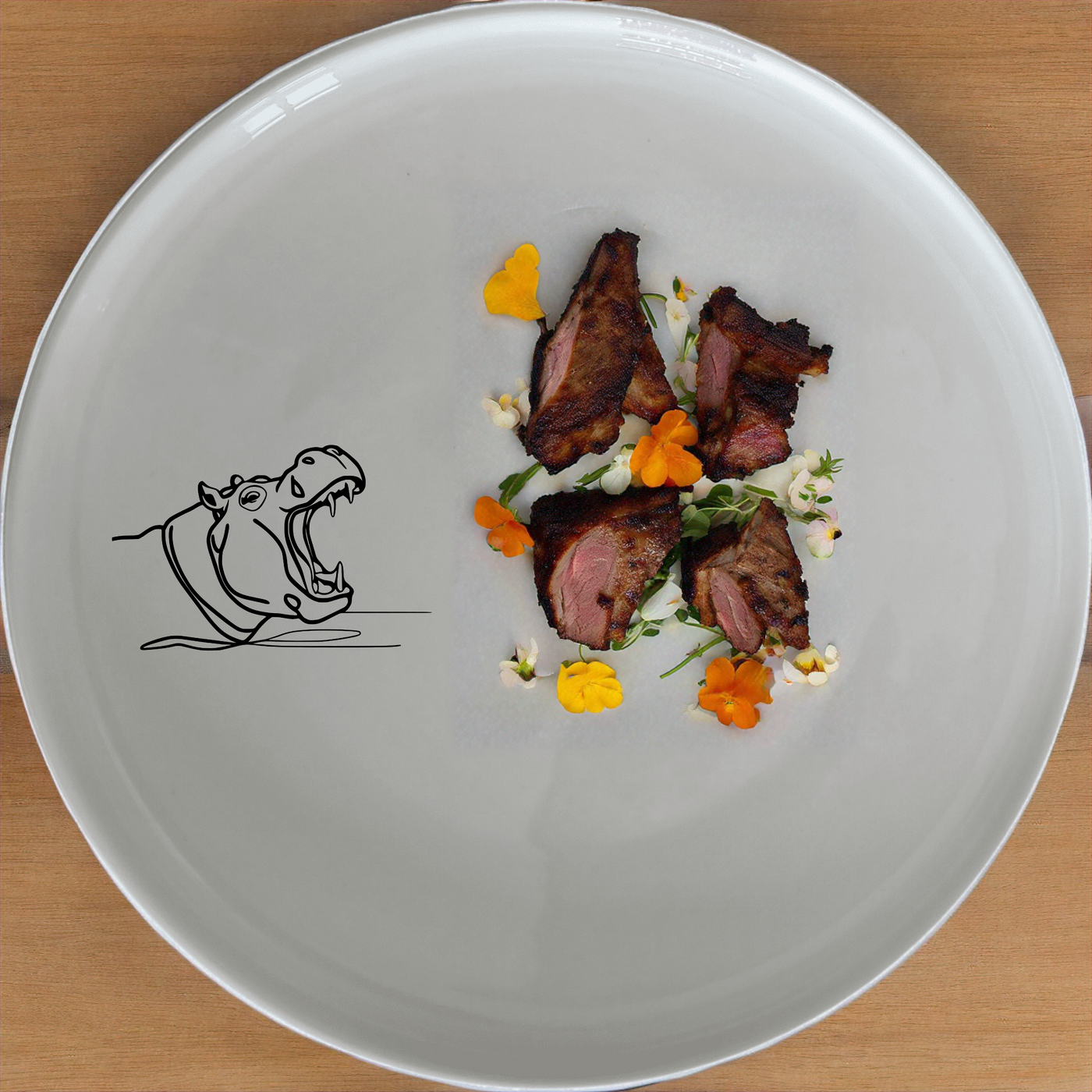 Hippo Yawning Massive Jaw Open Side Plate Set of 4 - Range 2 adds a bold, playful touch to your dining table.