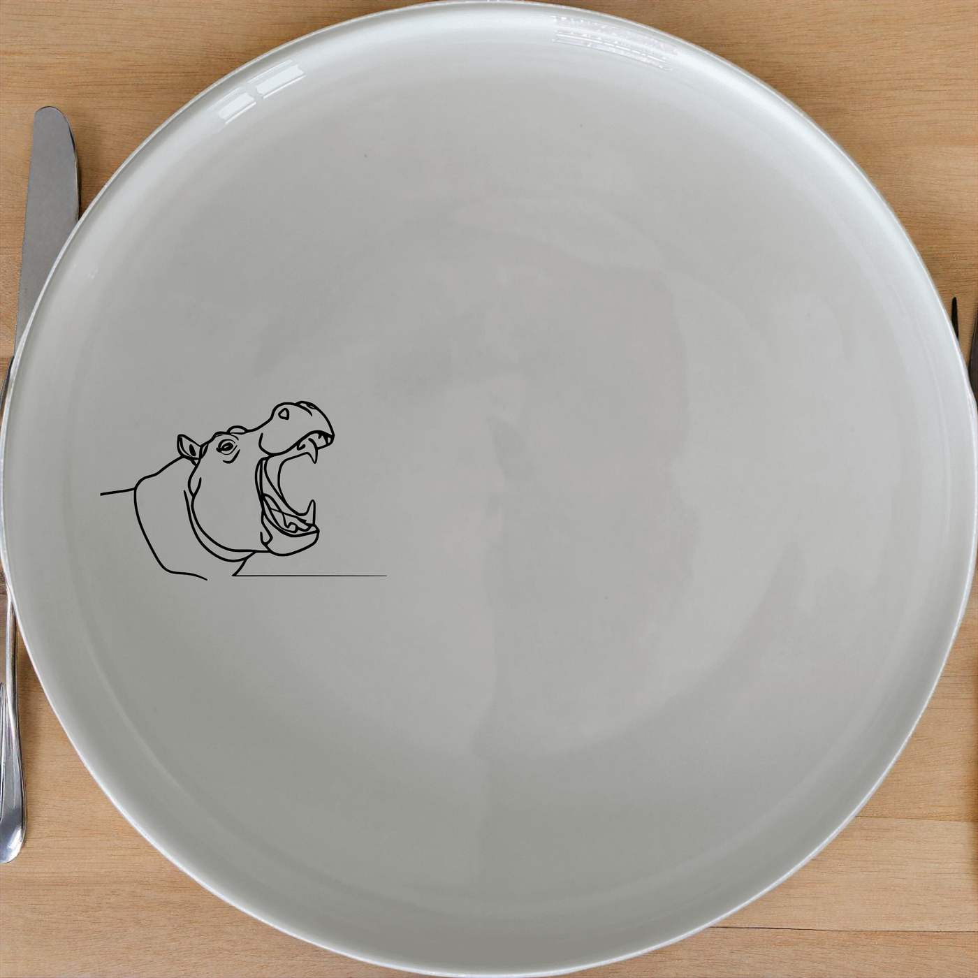 Hippo Yawning Massive Jaw Open Side Plate Set of 4 - Range 4 features bold, artistic designs perfect for modern dining.
