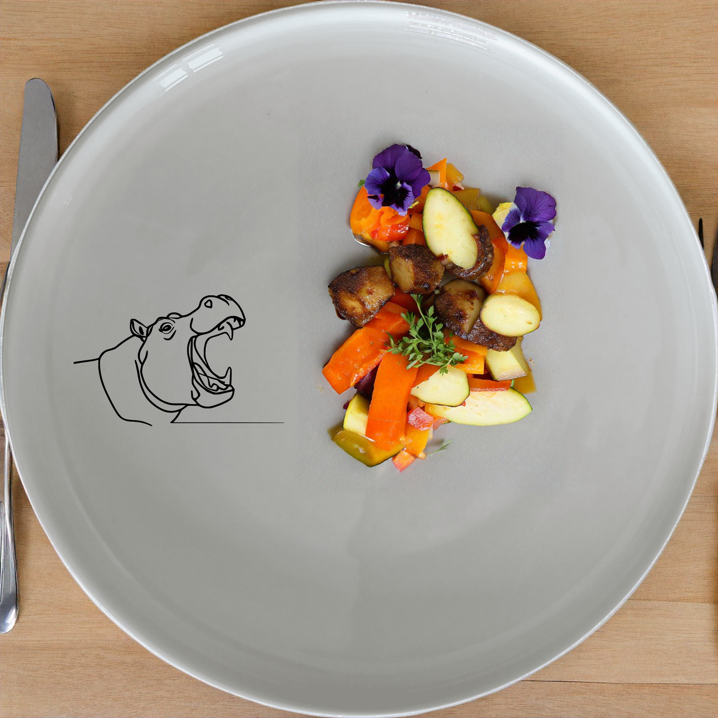 Hippo Yawning Massive Jaw Open Side Plate Set of 4 - Range 4 features bold, artistic designs perfect for modern dining.