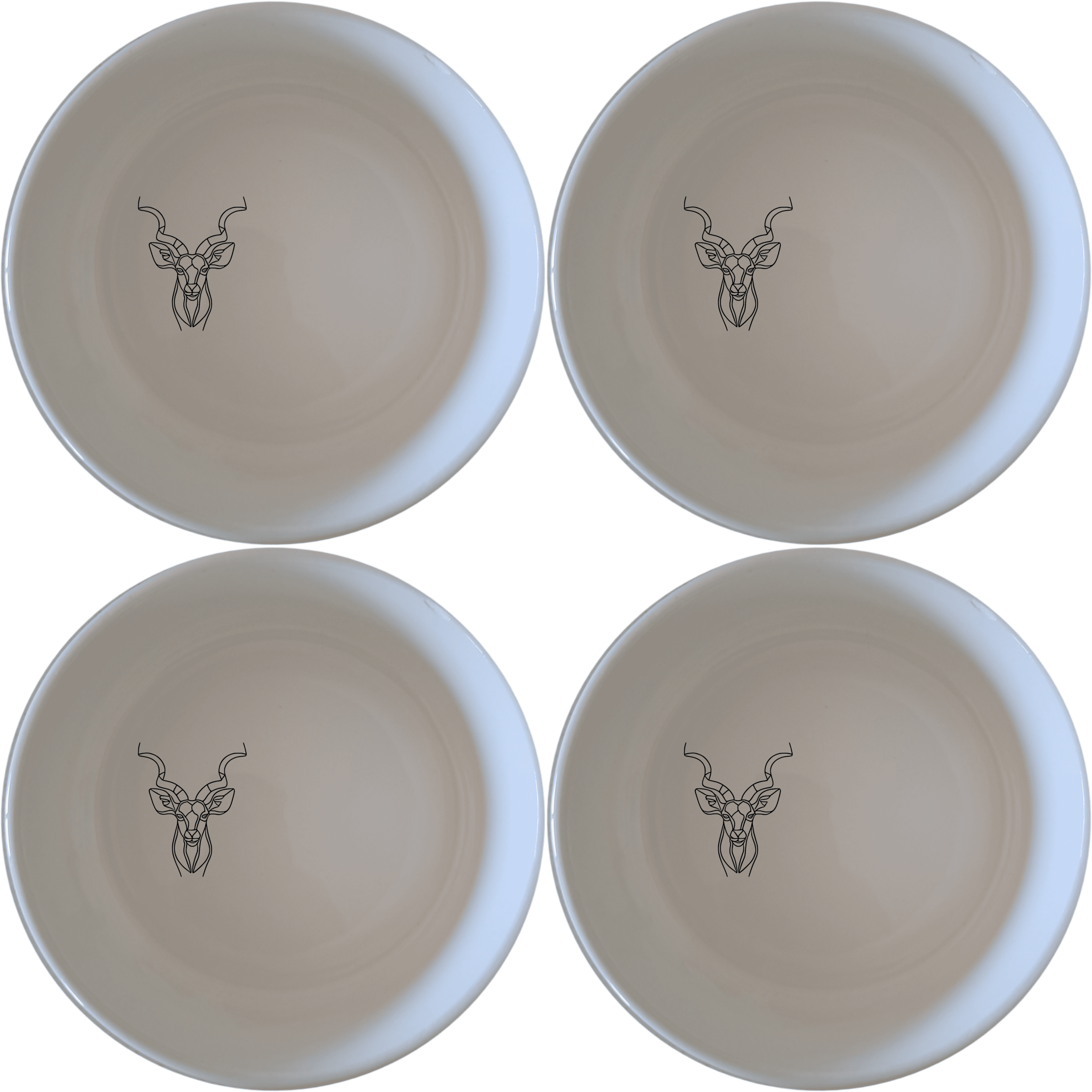 The Kudu Antelope Spiral Horns Bowl Set of 4 - Range 2 features elegant designs perfect for any dining occasion. This set brings a touch of nature to your table.