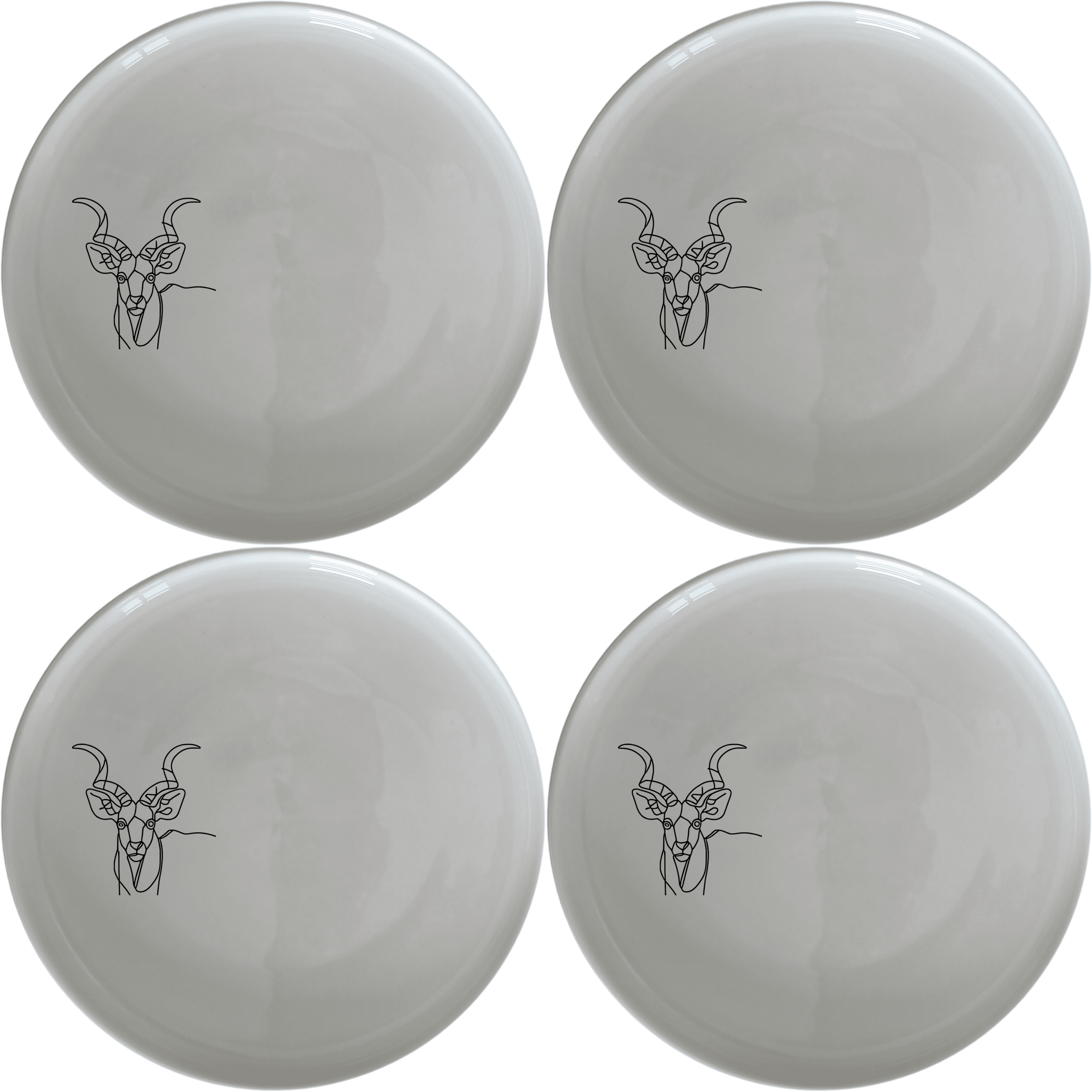 The Kudu Antelope Dinner Plate Set of 4 - Range 1 features elegant designs perfect for any dining occasion. Crafted from premium ceramic, these plates are both microwave and dishwasher safe. Ideal for modern homes.