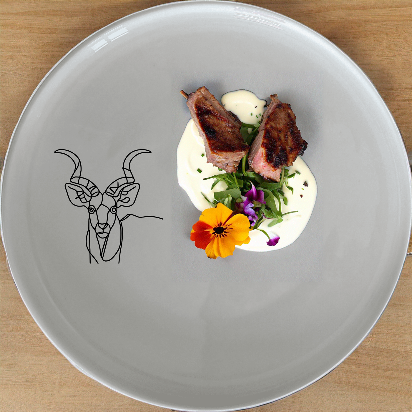 The Kudu Antelope Spiral Horns Dinner Set of 12 features elegant designs perfect for any dining occasion.