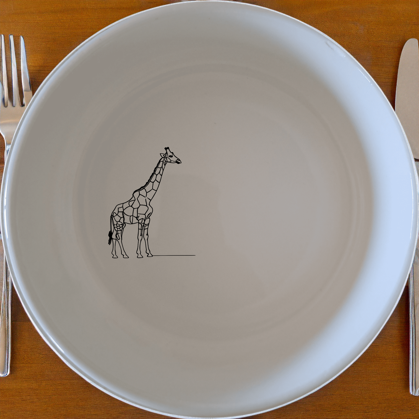 This Majestic Giraffe Bowl Set of 4 - Range 1 features elegant giraffe designs on white ceramic bowls, perfect for any dining occasion.
