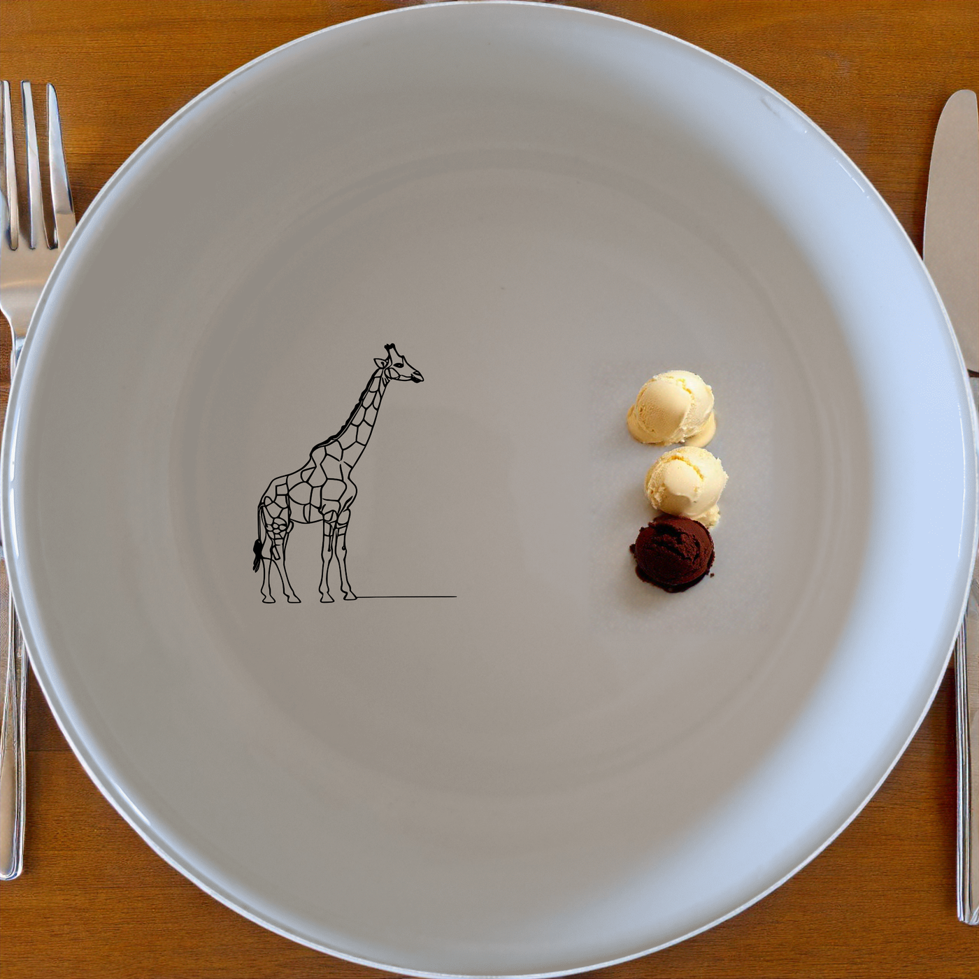 This Majestic Giraffe Bowl Set of 4 - Range 1 features elegant giraffe designs on white ceramic bowls, perfect for any dining occasion.