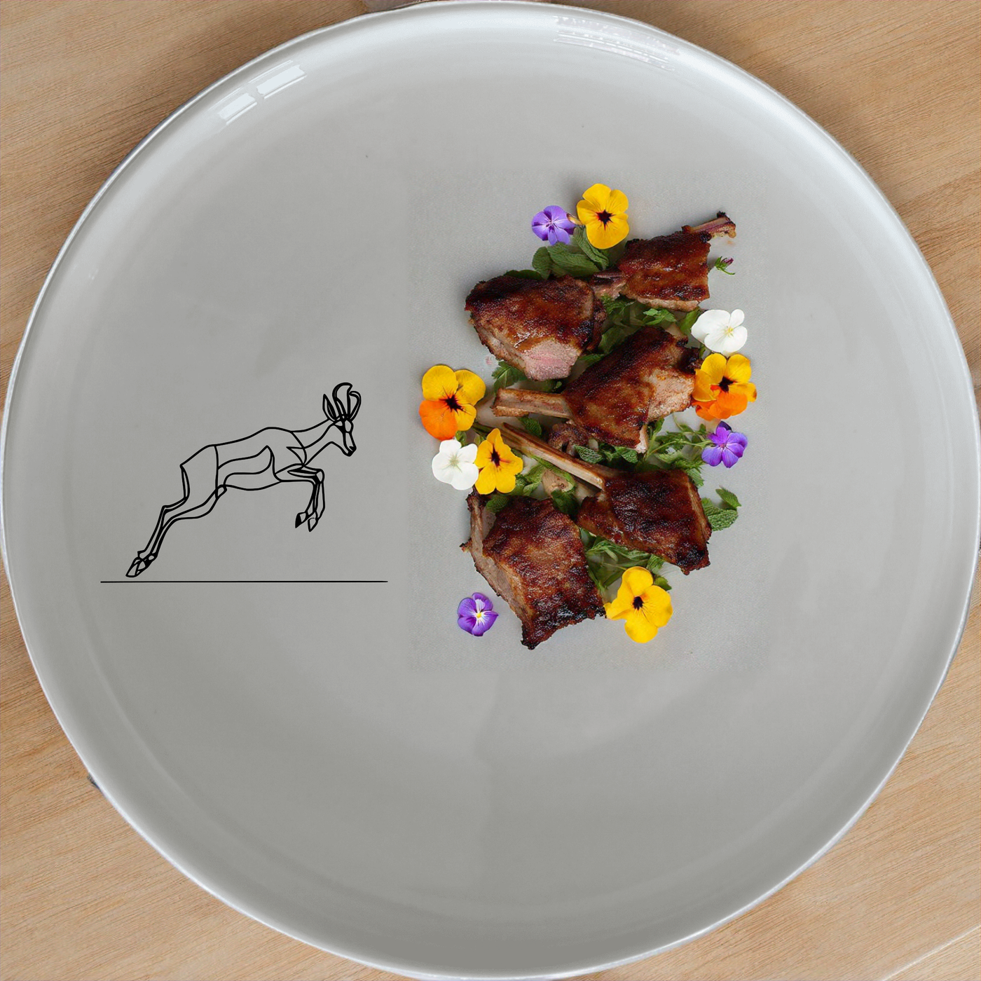 Springbok Leaping Dinner Plate Set of 4 - Range 4 adds a touch of nature to your dining table with elegant antelope designs.
