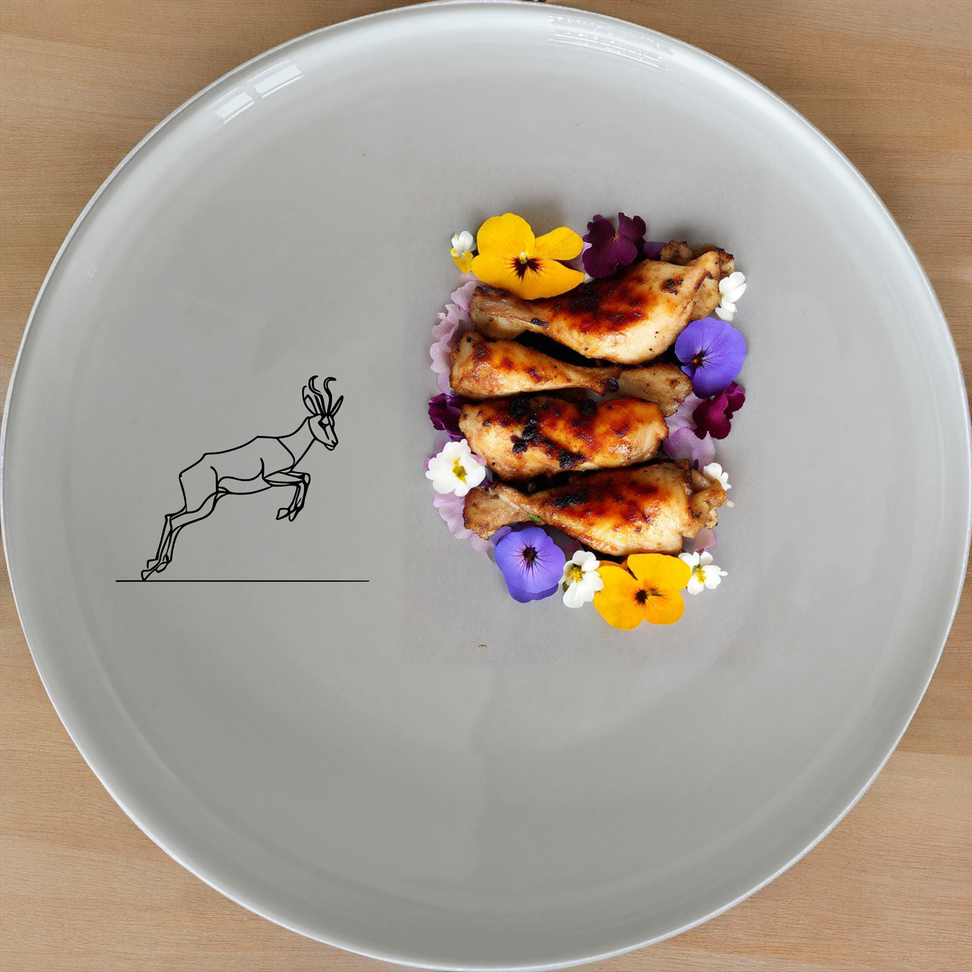 Springbok Leaping Side Plate Set of 4 - Range 2 is a stylish and modern dinnerware set featuring a leaping springbok antelope design.