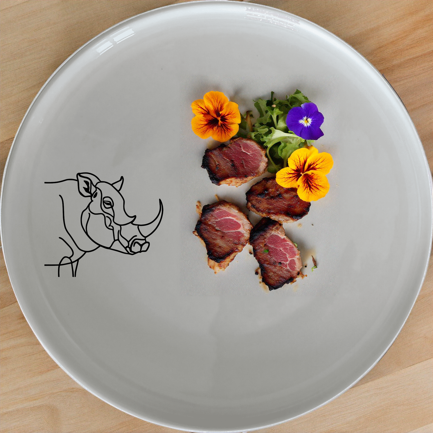 The Warthog Tusks Mud Covered Dinner Set of 12 features unique, hand-painted designs that bring a touch of nature to your dining experience.