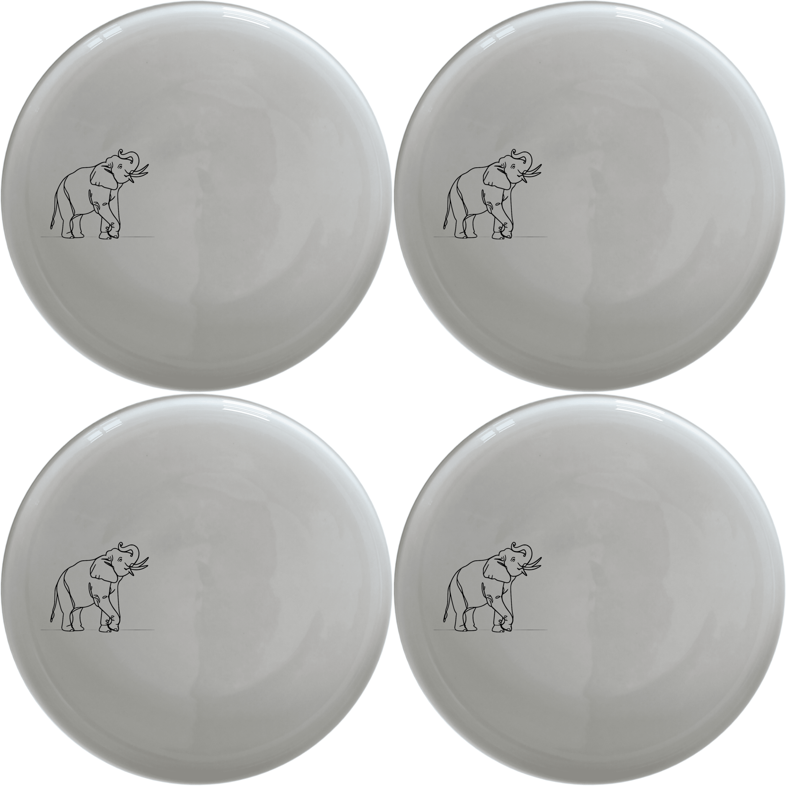 Matriarch Elephant Dinner Plate Set of 4 - Range 1 is a stylish and elegant dinner plate set featuring a unique elephant design, perfect for any dining occasion.