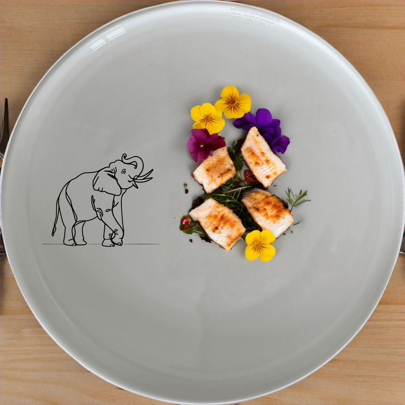 Matriarch Elephant Dinner Plate Set of 4 - Range 1 is a stylish and elegant dinner plate set featuring a unique elephant design, perfect for any dining occasion.