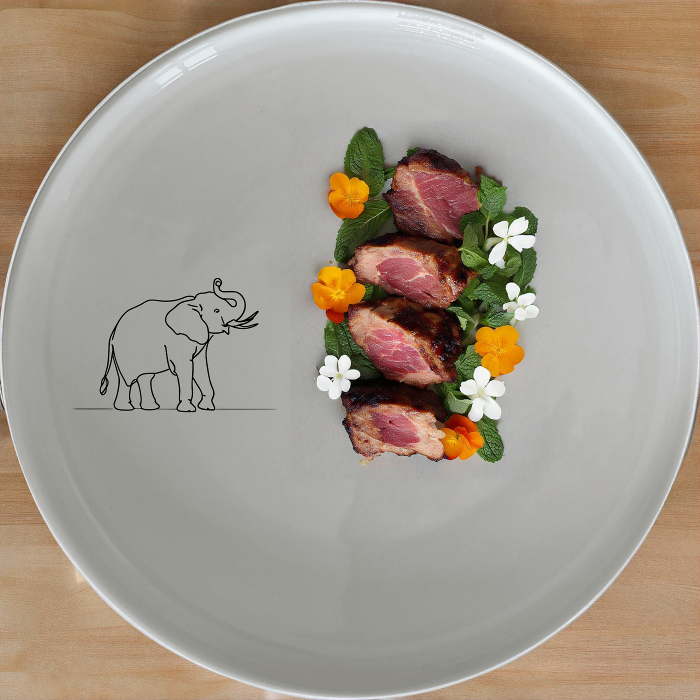 Elephant Matriarch Dinner Plate Set of 4 - Range 3 is a stylish and elegant dinnerware set featuring a unique elephant design, perfect for any dining occasion.