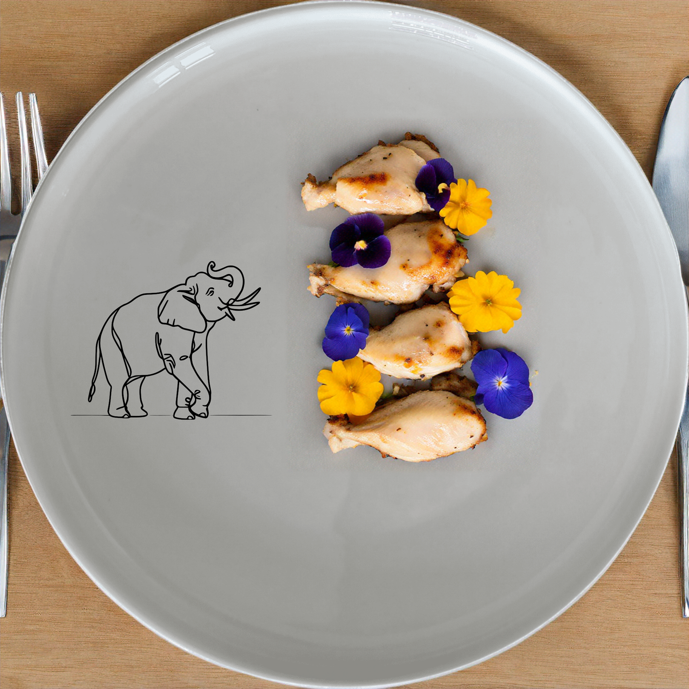 Elephant Matriarch Side Plate Set of 4 - Range 1 adds a touch of elegance to any dining table. Perfect for everyday use or special occasions.