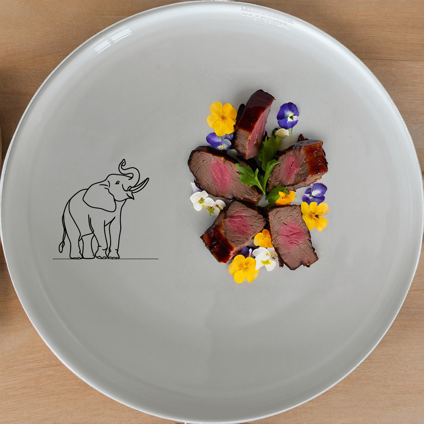 Wise Elephant Matriarch Side Plate Set of 4 - Range 4 adds a touch of elegance to any dining table with its unique design.