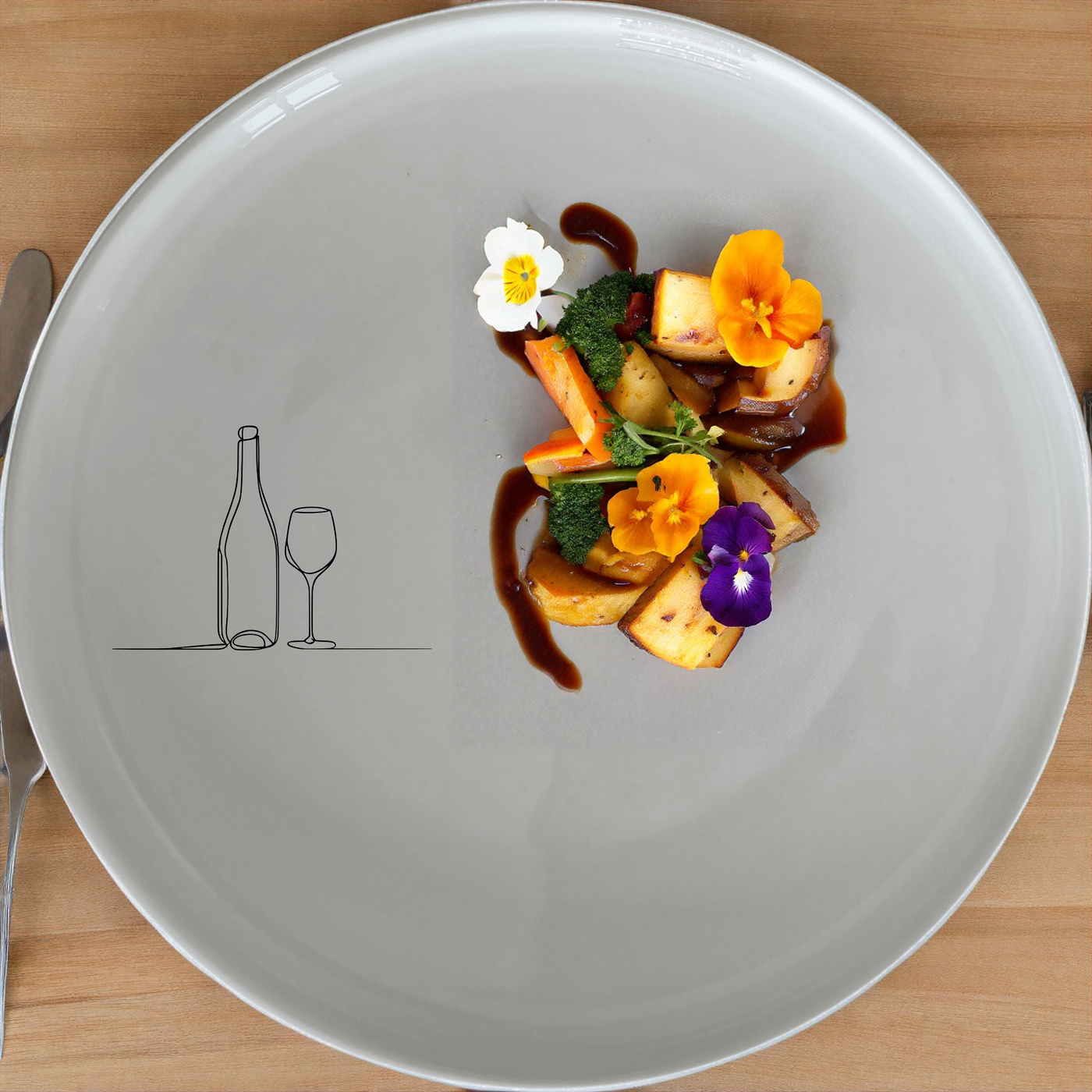 Bottle Wine Glass Dinner Plate Set of 4 - Range 2 is a stylish and elegant dinner plate set perfect for any dining occasion.
