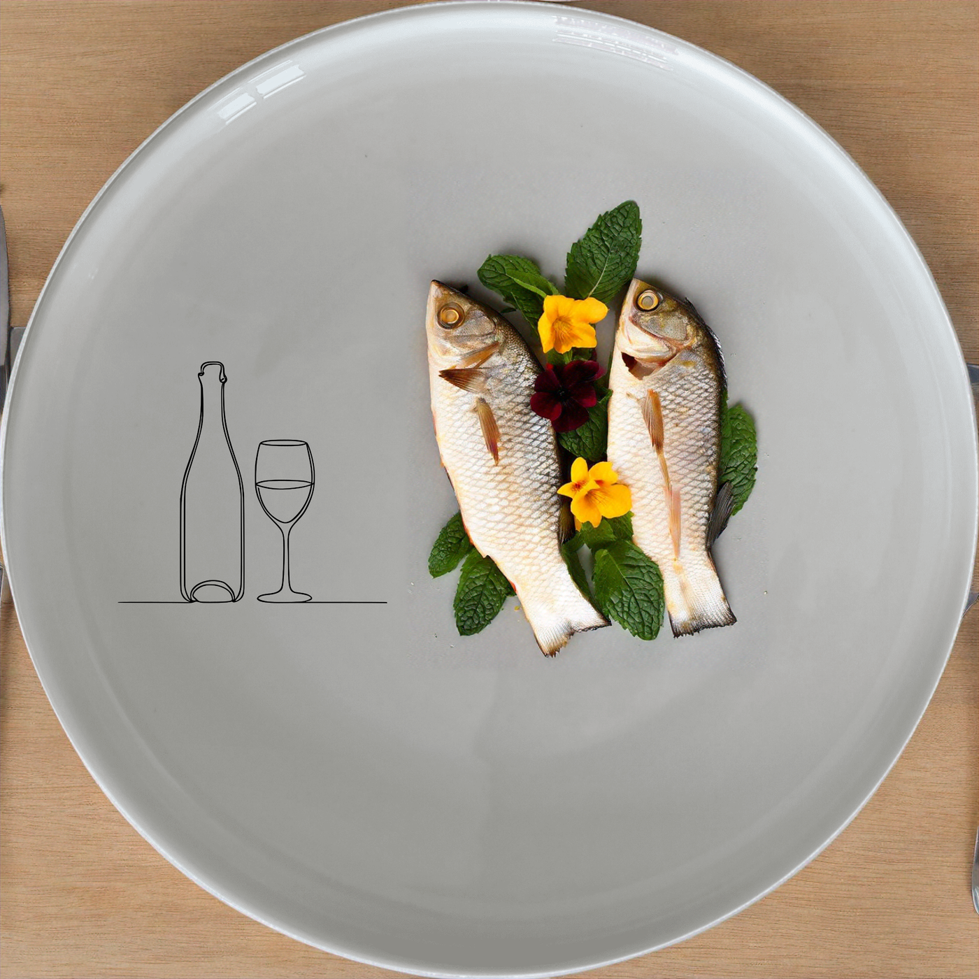Bottle Wine Glass Side Plate Set of 4 - Range 4 adds a touch of elegance to your dining table with its minimalist design and high-quality ceramic construction.