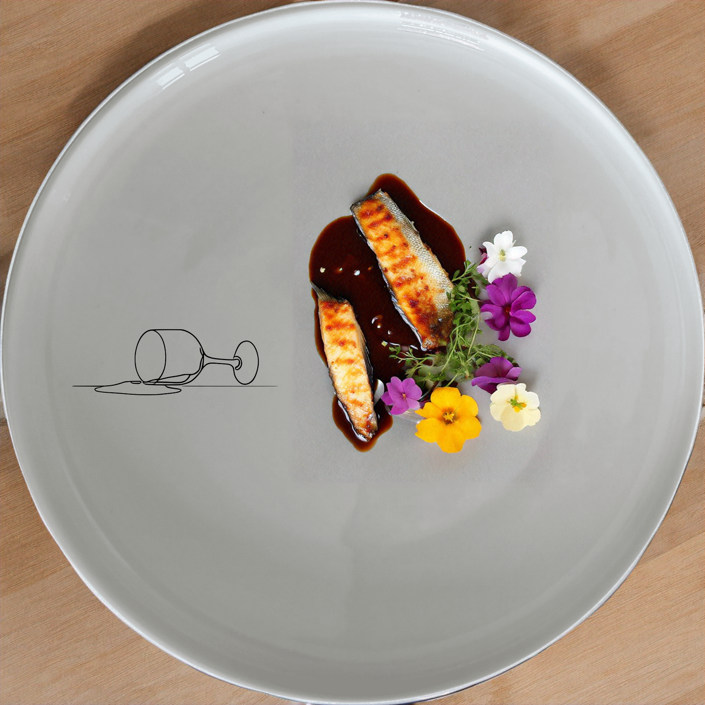 Spilled Glass Wine Dinner Plate Set of 4 - Range 3 adds a unique touch to your dining table with its abstract design.