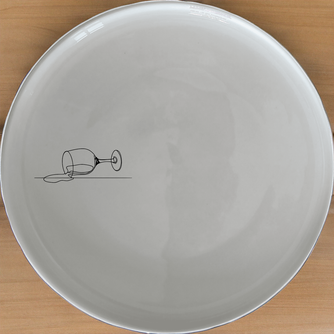 Spilled Glass Wine Dinner Plate Set of 4 - Range 4 adds a modern touch to your dining table with its minimalist design and elegant wine spill motif.
