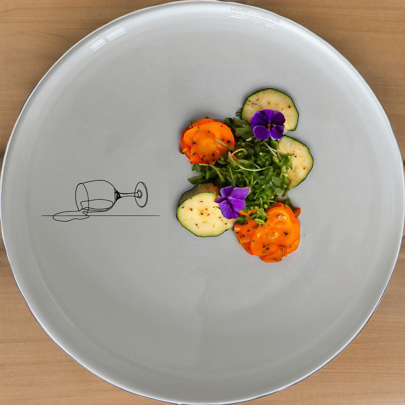 Spilled Glass Wine Dinner Plate Set of 4 - Range 4 adds a modern touch to your dining table with its minimalist design and elegant wine spill motif.