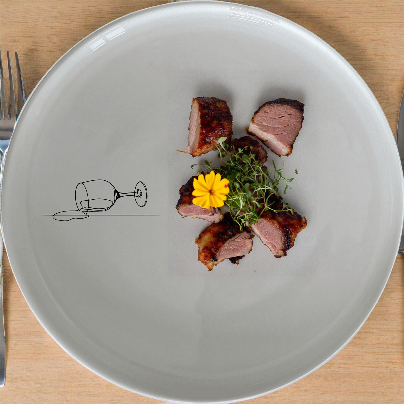 Spilled Glass Wine Side Plate Set of 4 - Range 4 adds a modern touch to your dining table with its sleek design and abstract artwork.
