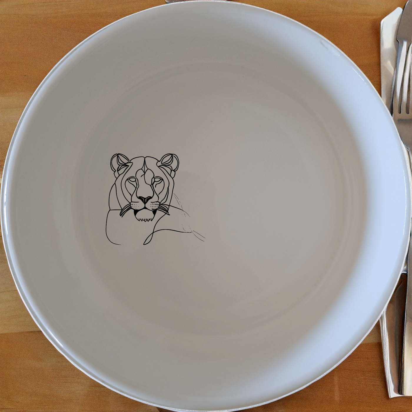 Staring Female Lioness Bowl Set of 4 - Range 3 offers elegant, minimalist design perfect for modern dining. Crafted from premium ceramic, this set adds a touch of sophistication to any table setting.