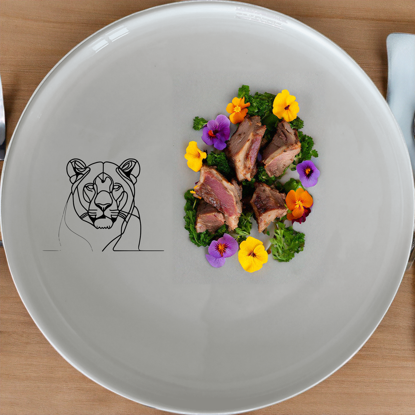 Staring Female Lioness Side Plate Set of 4 - Range 2 is a stylish and elegant addition to your dining table, perfect for any occasion.