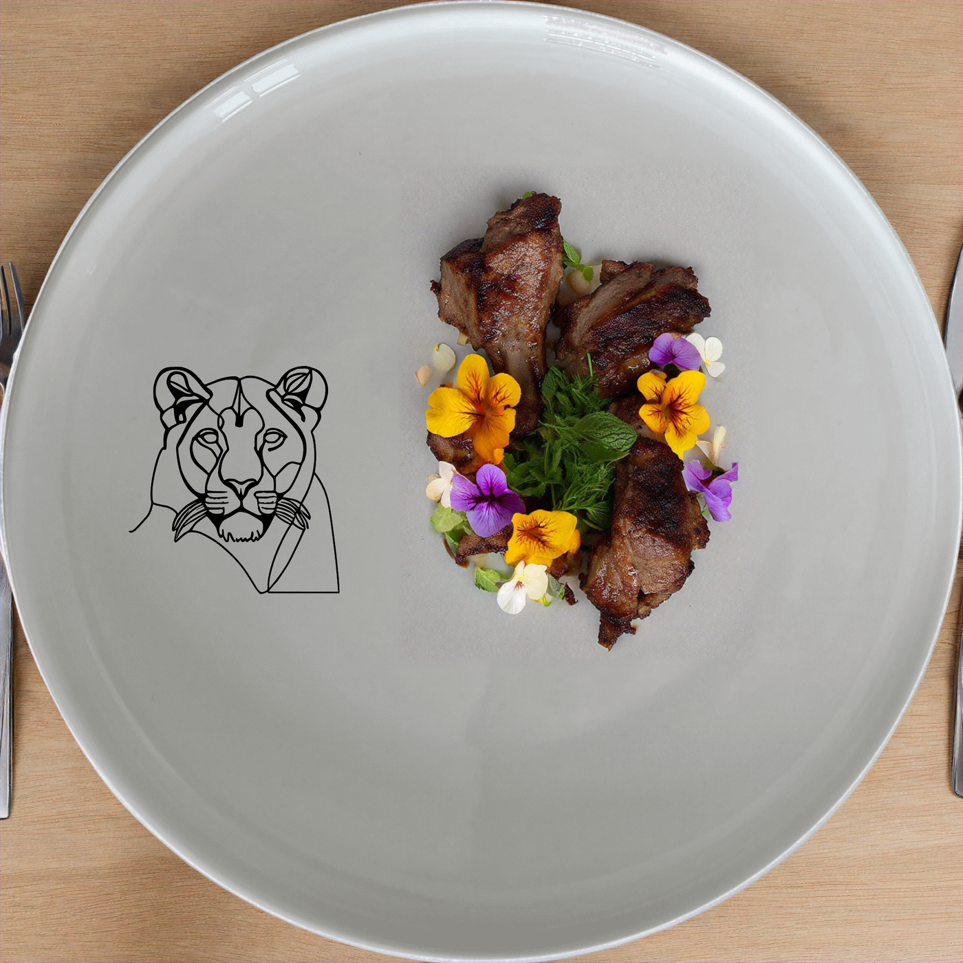 Staring Female Lioness Side Plate Set of 4 - Range 4 is a stylish and elegant addition to any dining table. This set of four side plates features a striking lioness design that adds a touch of wild elegance to your meals. Perfect for both everyday use and special occasions, these plates are made from high-quality ceramic and are dishwasher and microwave safe.