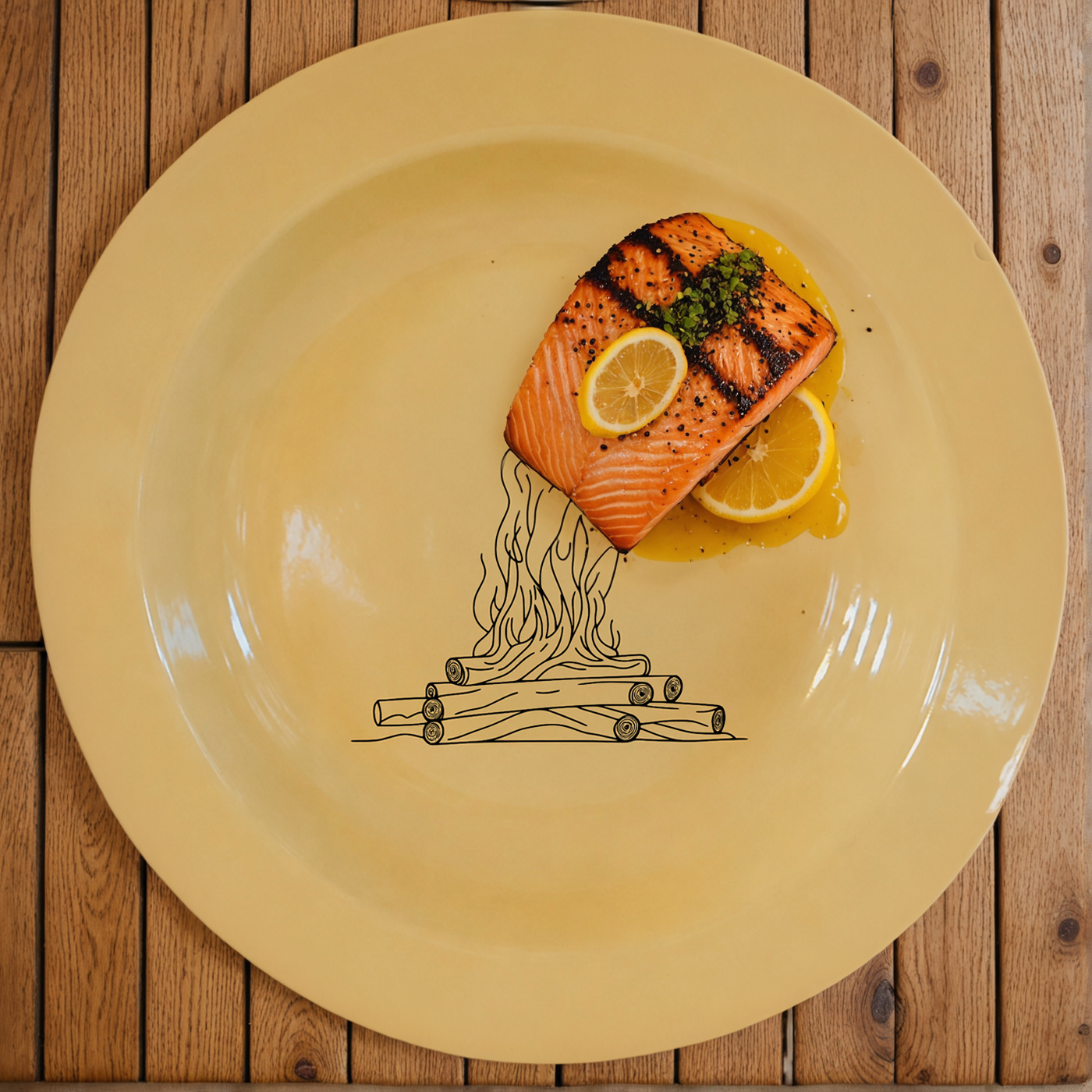 The Wood Fire Dinner Plate Set of 4 brings rustic campfire charm to warm cream enamel dinnerware.